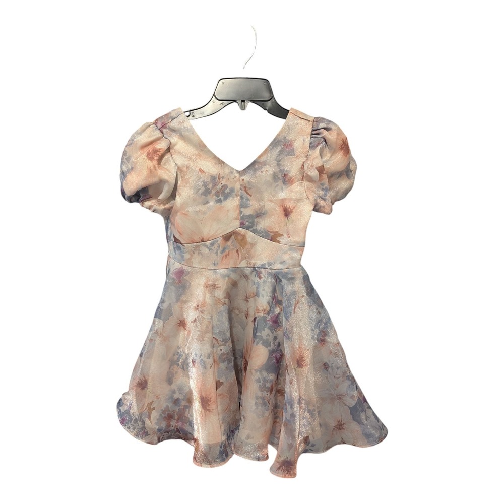 BBC-2 Rare Editions Big Girls Balloon Sleeve Dress Size 8 - Floral Taupe